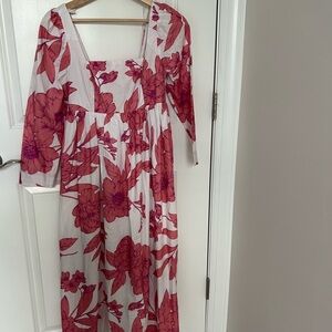 Floral Pink and White Maxi Dress